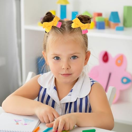 Back to School Hair Clips Pencil Hair Bows Ponytail Holder Yellow Bow Hair Clips for Baby Girls' First Day of School Kindergarten Students Snap Hairpin Handmade Cheer Gifts Decor 2pcs miniatura 4