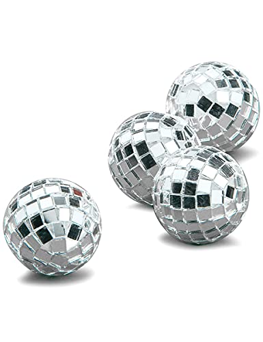 HOBI 4 Mini Boules à facettes argentées 3,5 cm - Argenté/Gris - Taille Unique