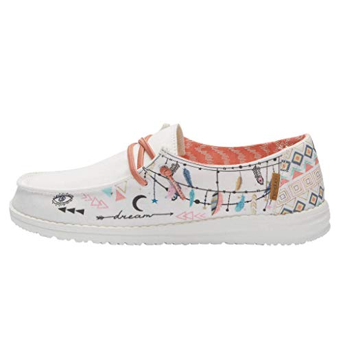Image of HEYDUDE Girl's Wendy Youth Doodle Bohon Size 4 | Girl's Shoes | Girl's Lace Up Loafers | Comfortable & Light-Weight