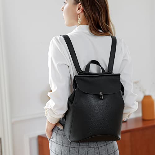 HESHE Leather Backpack Purse for Women Convertible Satchel Handbags Fashion Back Pack Purse Travel Everything Bag(Black) - Thumbnail 3