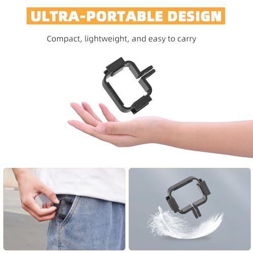 BRDRC Pocket 3 Extension Adapter, Dual Cold Shoe Mount Camera Extender Frame for DJI Osmo Pocket 3 Creator Combo Handle Accessories for Microphone, Led Video Light, Tripod, Bicycle, Backpack Clip