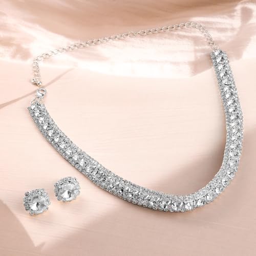 Image of Rubans Crystal Necklace Set Stylish Jewellery Gift for Women & Girls