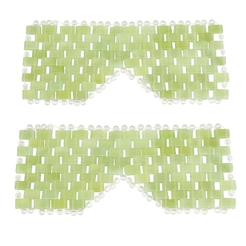 gemshan Máscara de ojos de jade, 2 unidades, 100 % natural, piedra de jade real, reutilizable, antienvejecimiento para frío y calor (2 unidades)