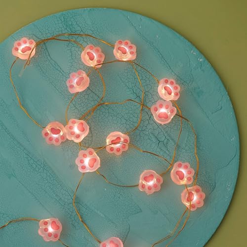 KOBOKO Pfoten Lichterkette, 2M 20 LED Lichterkette Innen Außen, Lichterkette Batteriebetrieben, Katzenpfote Lichterketten, Katzenkrallen Dekorative Lichter für Garten,Weihnachten,Hochzeit,Partysdeko