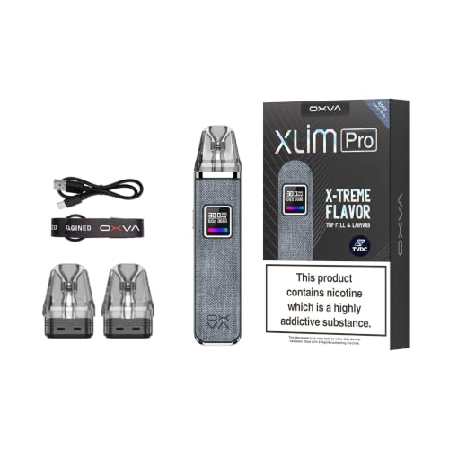 Xlim Pro Pod Kit For OXVA Coils Internal 1000mAh Battery Max 30W Output Power Anti-leaking Design Side Airflow Control Design TVDC 2ml cartridge No Nicotine (Denim Blue)