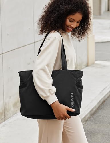 Tote Bag for Women,Puffer Travel Tote Bags with Zipper, Quilted Handbag with Compartments for Travel Work Sport, Black2