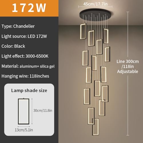 Lustre LED moderne rectangulaire à 15 têtes pour escalier et salon chic - 8