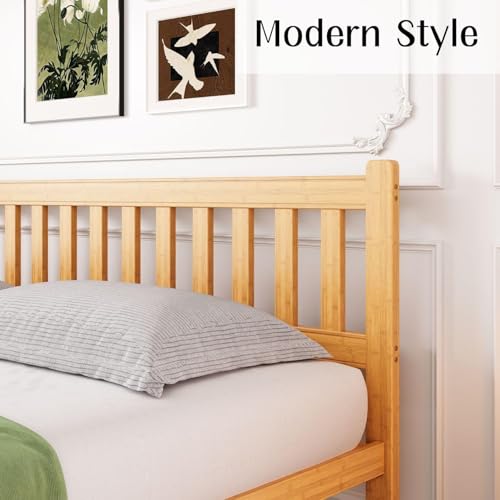 Image of ZIYOO Bamboo Bed Frame Full, Ideal for Bedroom, Guest Room, Apartment & Hotel Use, No Box Spring Needed, Sturdy & Noise-Free Platform Bed with Easy Assembly 14 Inch