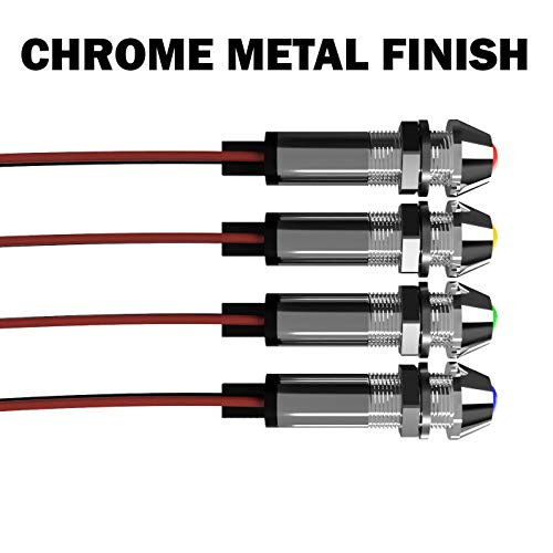 4-Pack luces piloto LED rojas, verdes, ámbar y azules 12V miniatura 2