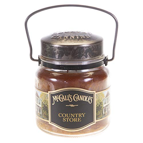 Image of McCall's Candles | Country Store | 16 oz Two-Wick Scented Candle | USA-Poured | Vintage Rustic Jar with Carrying Handle | Apple, Spice & Rosehip Fragrance