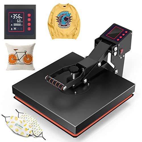 HORGELU Heat Press Machine 15x15 inch High Pressure Heat Press Clamshell T-Shirt Heat Press Professional Digital Heat Transfer Machine Industrial Sublimation Printer Press for Mouse Pad, Canvas Bags