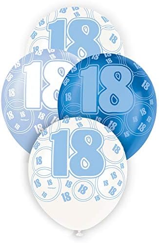 Unique Party 55433 - 66cm Hanging Swirl Glitz Blue Birthday Decorations, Pack of 6