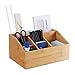 Produktbild Relaxdays Tischorganizer Bambus, 6 Fächer, mit Stiftehalter, mit Briefhalter A5, Büro Organizer HBT 14x28x19,5 cm, natur, 1 Stück