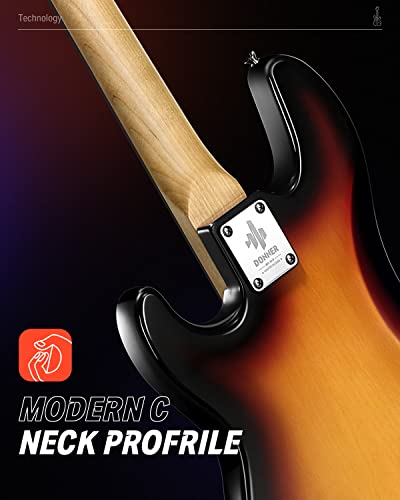 Donner Electric Bass Guitar 4 Strings Full-Size Standard Bass Pb-Style Beginner Kit Sunburst For Starter With Free Online Lesson Gig Bag Guitar Strap And Guitar Cable, Dpb-510S #TOP6