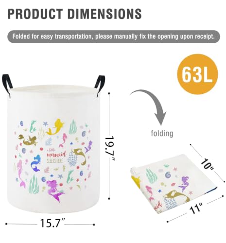 Image of Baby Laundry Hamper Basket Baby Hamper for Nursery Boy and Girl Cute Storage Bin Organizer Boho Room Decor(Mermaid)