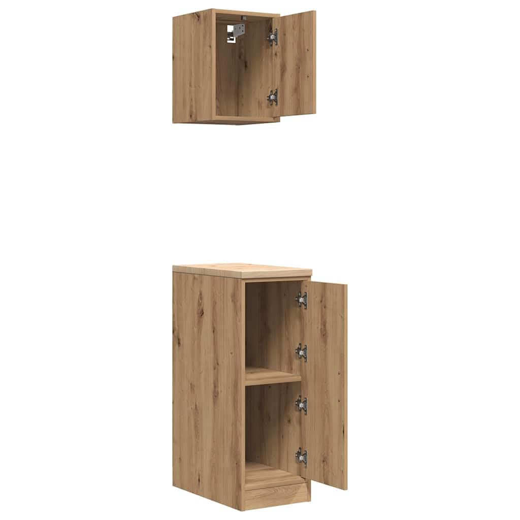 Armoires Garage 2 pcs chêne Artisanal Bois d'ingénierie,Entreprise & Industrie,Stockage Industriel,Armoires industrielles,24.45 kg-3328295