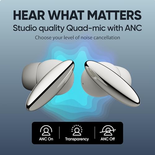 Image of Mivi SuperPods Studio ANC TWS Ear Buds Wireless, 38dB Quad Mic Noise Cancellation, Hi-Res Audio with LDAC, 3D Soundstage, Up to 60H Playback, Bluetooth True Wireless Earbuds