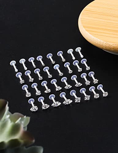 Lcolyoli 32PCS 16G Forward Helix Tragus Cartilage Earring Studs Push Top Labret Monroe Lip Ring Retainer 8MM Barbell Body Piercing Jewelry for Women Men3