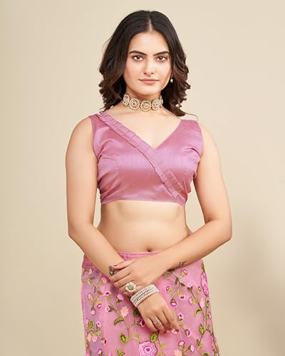 VAIRAGEE Women's Soft Lastest Georgette Embroidery Work Floral Pattern Stylish saree with unstitched blouse piece (6079)