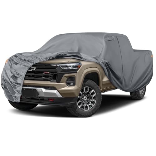 Image of Waterproof Car Covers Replace for 2005-2025 Toyota Tacoma Double Cab 5ft, 10 Layers Heavy Duty with Cotton Liner Truck Cover with Zipper Door, Windproof Bands for Snow Rain Dust Protection