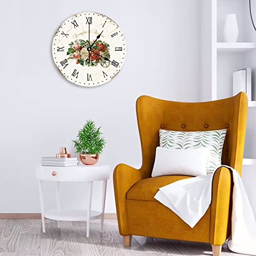 Horloge silencieuse sans tic-tac Mighun à fleurs vintage pour une chambre à coucher apaisante