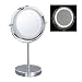 Produktbild Relaxdays Kosmetikspiegel mit Beleuchtung, 5-Fach Vergrößerung, batteriebetrieben, LED Licht, Spiegel Ø: 11,5 cm, Silber, 1 stück, 10028719
