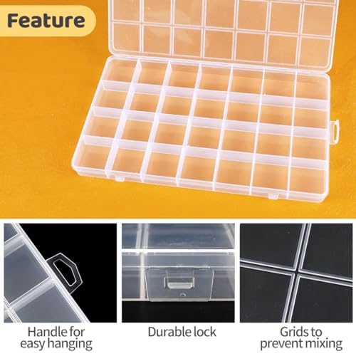 Image of Eppingwin 28 Grids Bead Organizer, Craft Organizers and Storage, Acrylic Organizers, Plastic Bead Organizer Box for Crafts Organizing Storing