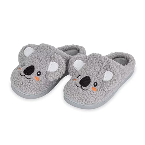 Funcoo Plus Boys Girls House Slippers Kids Warm Home Shoes Toddler Fuzzy Wool-Like House Shoes Indoor Outdoor Slippers Gray Koala #TOP8