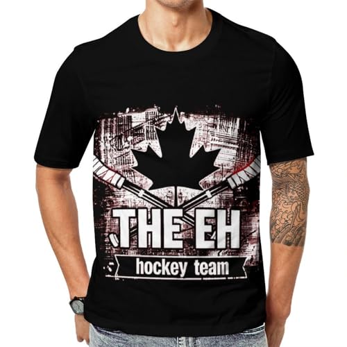 The Eh Team Canadian Hockey Unisex Adult T-Shirts Summer Short Sleeve Tee Casual Tops Funny Graphic XL