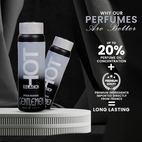 Image of BERNARD DIMITRI HOT BLACK GENTLEMEN Deodorant for Men - 200 ML Each| Pack of 2| Fragrance of Woodsy Notes and Amber | Long-Lasting Freshness Smell | Deo Idle Gift For Brother, Friend and Loved Once