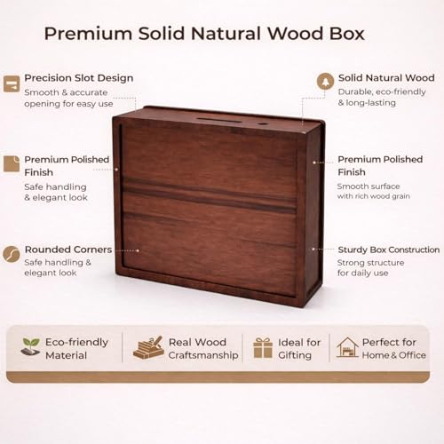 Image of PulGos 50k Wooden Money Saving Box with Marker, Goal Counter Piggy Bank