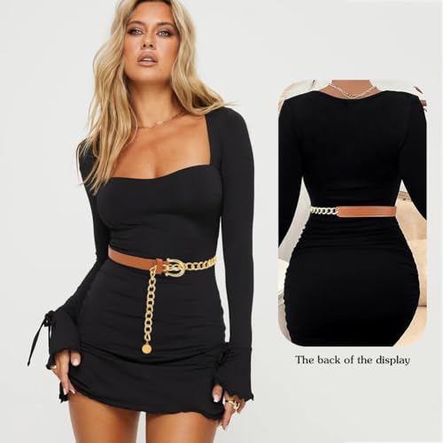 LIMHOO Skinny PU Leather Belt for Women Western Cowgirl Waist Belt Country Belt3