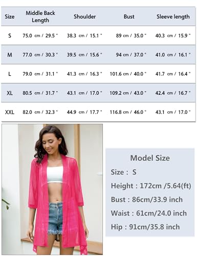 Image of iClosam Women Casual 3 /4 Sleeve Sheer Open Front Cardigan Sweater Kimono
