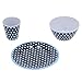 Imagen de HomeEssence Juego de vajilla de melamina con puntos azul oscuro de 12 piezas para el hogar