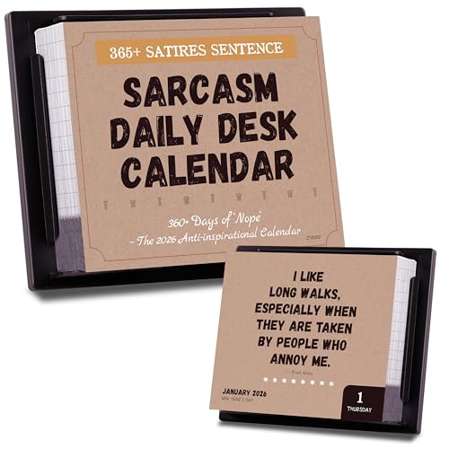 2026 Desk Calendar - Sarcastic Funny Calendar 2026 Jan.2026 - Dec.2026 4.85 X 5.85 Mini Daily Calendar 2026 Page a Day Sarcasm Small Desk Calendars with 365+ Tear-Off Pages Backplane bracket