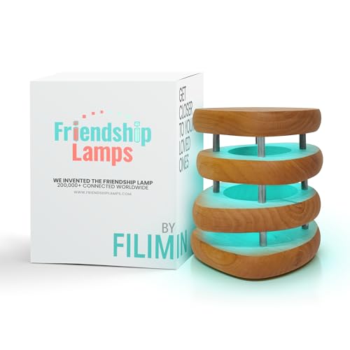Friendship Lamp® by Filimin Mid-Century Knotty Alder Wood Design - Wi-Fi Touch Lamp LED...