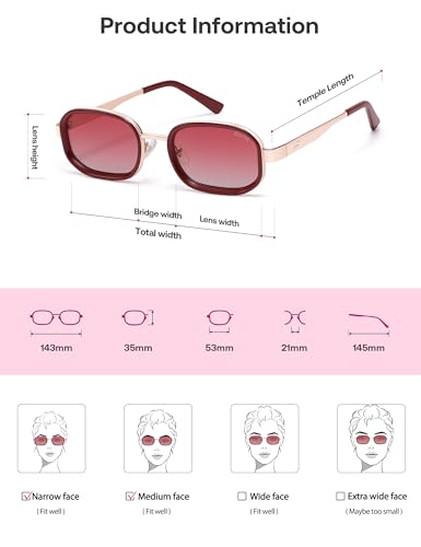 Image of SOJOS Trendy Rectangle Polarized Sunglasses for Women Men,Retro Square Shades Chic Sun Glasses SJ1291