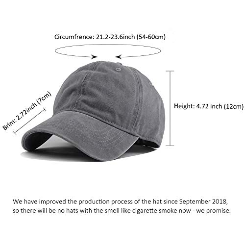 Image of HH HOFNEN Baseball Cap Washed Cotton Unstructured Vintage Hat for Men Women | Unisex Sports Ball Caps Sun Protection Adjustable Outdoor Curved-Brim Dad Hat Classic Plain Cap