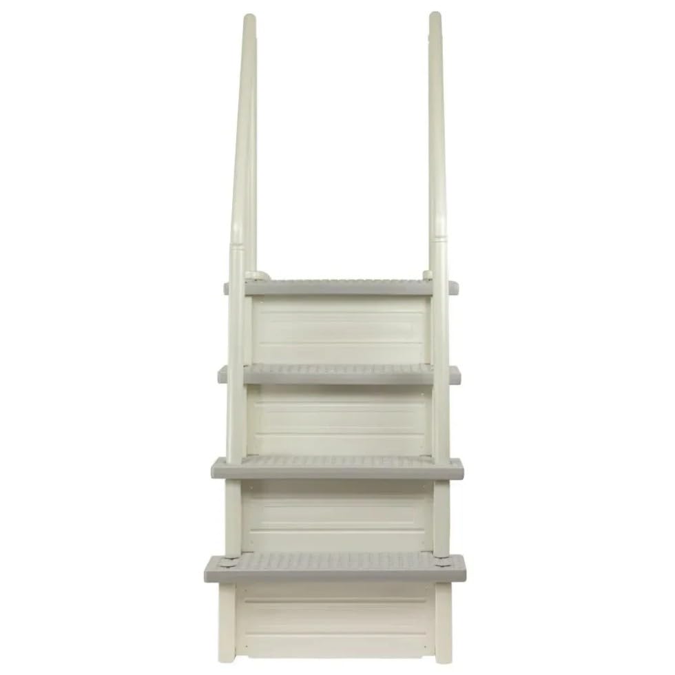 Escalera para piscina con peldaños gris nube y blanco perla miniatura 2