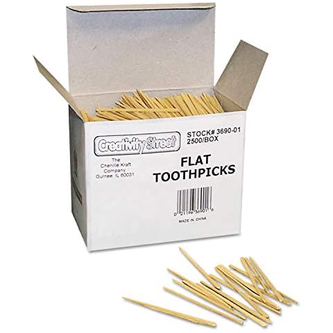 Chenille Kraft 369001 Flat Wood Toothpicks, Natural Wood Color, 2500/Pack Cover
