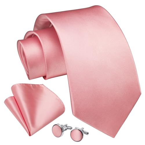 Image of Enlision Mens Ties Solid Color Satin Necktie Ties for men Handkerchief Cufflinks Pocket Squares for Wedding
