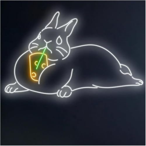 Lampe panneau néon lapin thé aux perles cadeau idéal ado et fan de pop culture