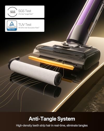 Image of Ultenic Wet Dry Vacuum Cleaner, Vacuum Mop for Wet & Dry Messes, 180 Lay-Flat & Auto Self-Cleaning, 60Mins Runtime & Edge-Cleaning, Anti-Tangle Roller for Hard Floor and Pet Hair, AC1 TriFlex Violet