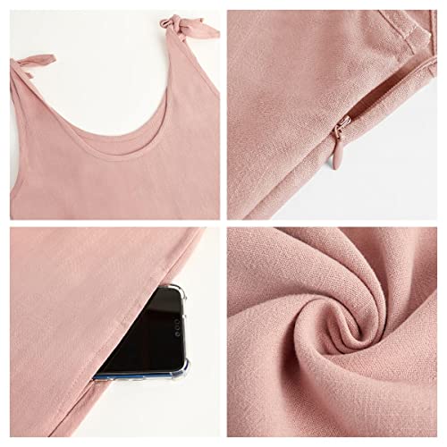 Women's Sleeveless Tie Knot Shoulder Rompers Casual Scoop Neck Plain Shorts Jumpsuits #TOP5