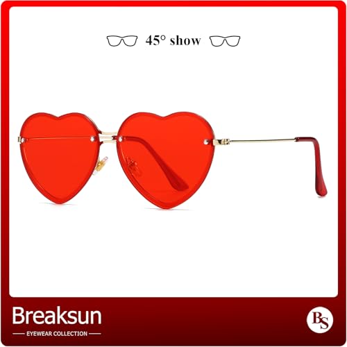 Rimless Heart Sunglasses for Women Girls Trendy Heart Shaped Glasses Cute Love Sun Glasses Fashion Lovely Style2