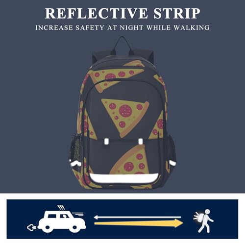 senya Pepperoni Pizza Slices Backpack Water-Resistant Bag Lightweight Bookbags with Reflective Strip4