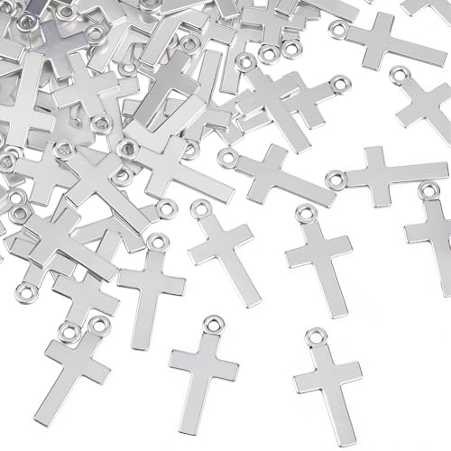 SUNNYCLUE 1 Caja de 100 dijes de Cruz de Plata Tibetana, Dijes Góticos Vintage, Pequeños Colgantes de Aleación de 2.5 x 1.3cm, Crucifijo Retro de Metal, Accesorios para Hacer Joyas, Pulseras, Collare