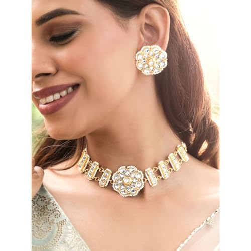 Image of Rubans Choker Necklace Set Traditional Stylish Jewellery Gift for Women & Girls