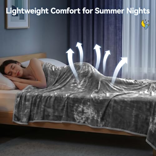 Image of Guohaoi Cooling Throw Blanket for Hot Sleepers, Queen Size 90''x90'' Lightweight Breathable Summer Bed Blanket for Couch, Arc-Chill Q-Max >0.5 Cool Fiber,Lightweight Tie Dye Blanket Grey
