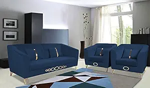 Adorn India Premium Camilla 3-1-1 5 Seater Sofa Set (Velvet Fabric Colour Blue)